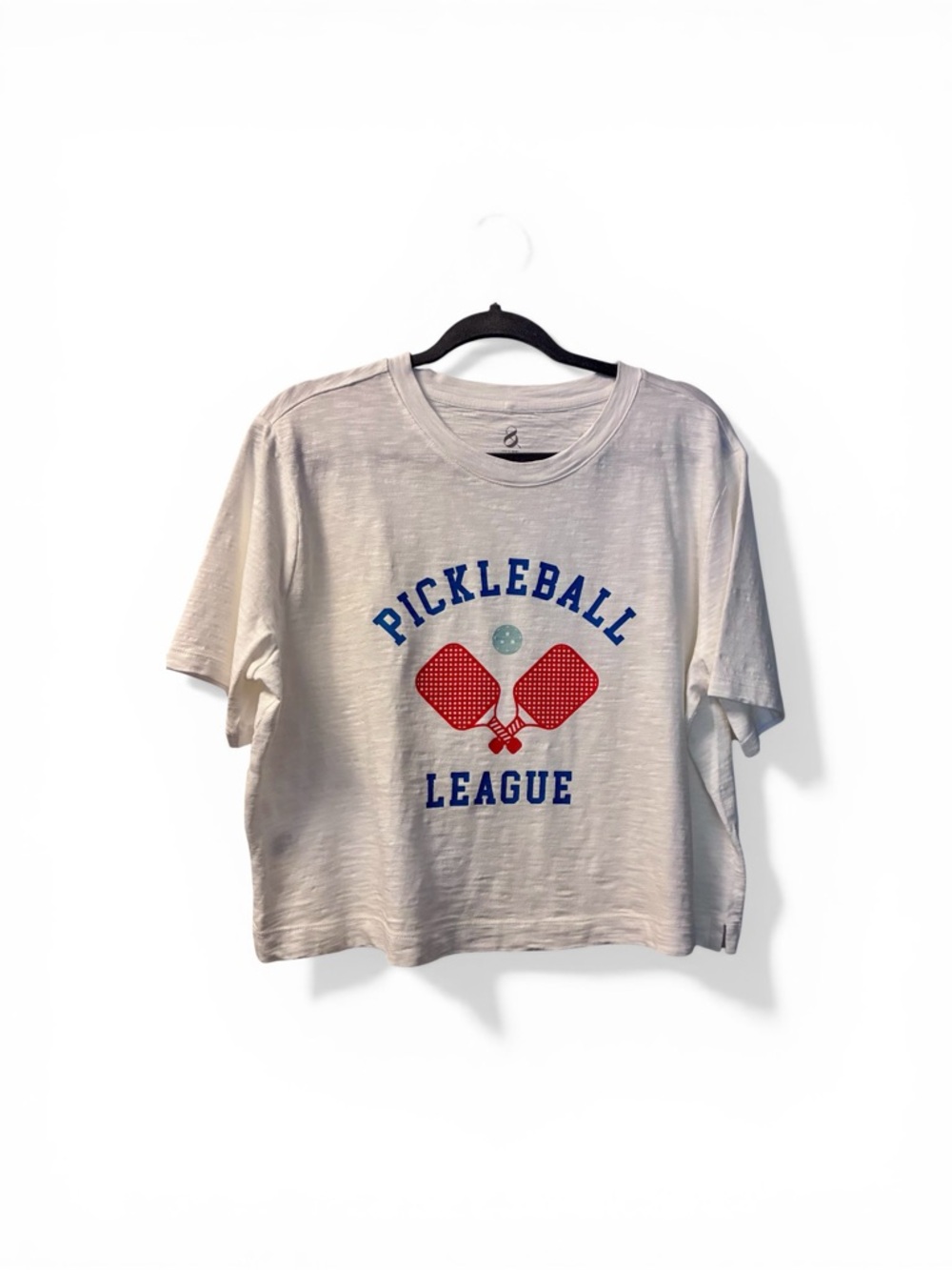 Pickleball League White Graphic Tee with Red Paddles L